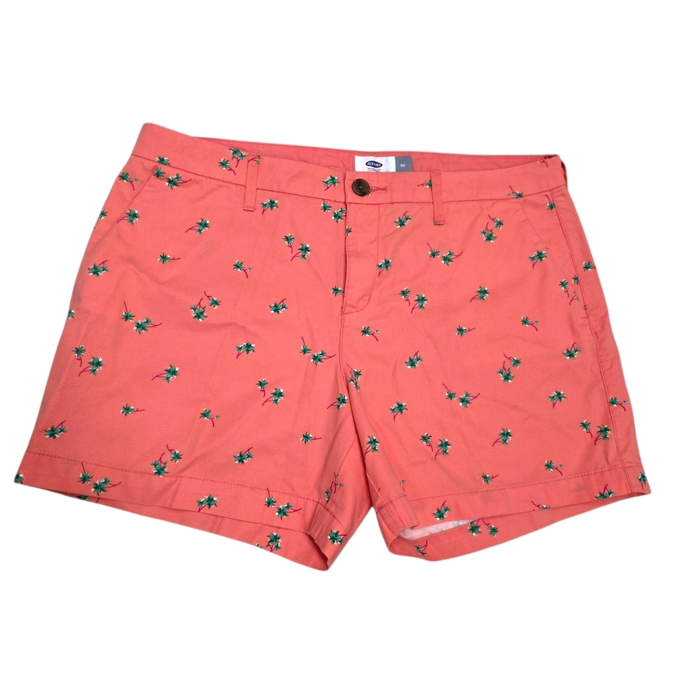 Old Navy Everyday Shorts Coral Palm Print Women's Size 10